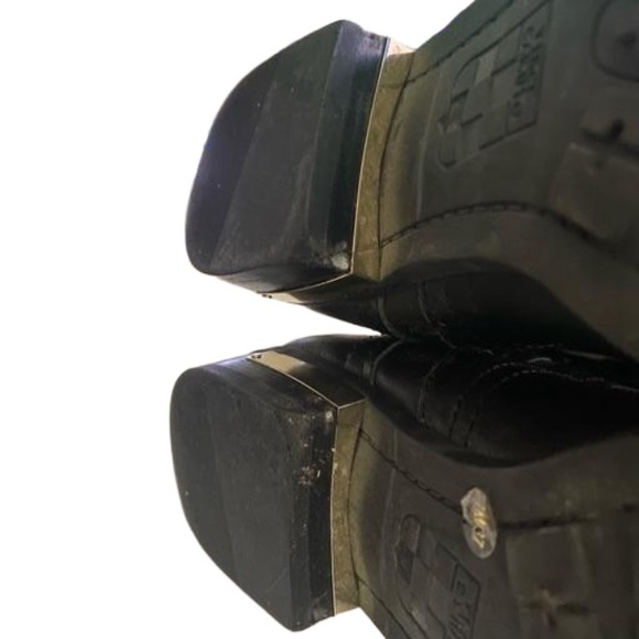 SOLD!!!  VINCE CAMUTO Tall Riding Boots Black Leather Gold Hardware Cowgirl - Picture 10 of 14